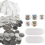 VEVOR Aangepaste badge 75 mm 200 verbruiksartikelen Kits Pin-badges Ronde badge-benodigdheden met deksel Metallic plastic bodem Papierfilm DIY Badge Maker