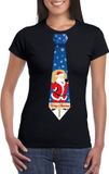 Bellatio Decorations Shoppartners Bv Foute Kerst t-shirt stropdas met kerstman print zwart voor dames L