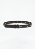 comma - Ceinture en cuir pour femme avec clous, marron foncé