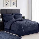 Sweet Home Collection Griekse Sleutel Marineblauw Koningin Kussenslopen, Shams & Bedrok