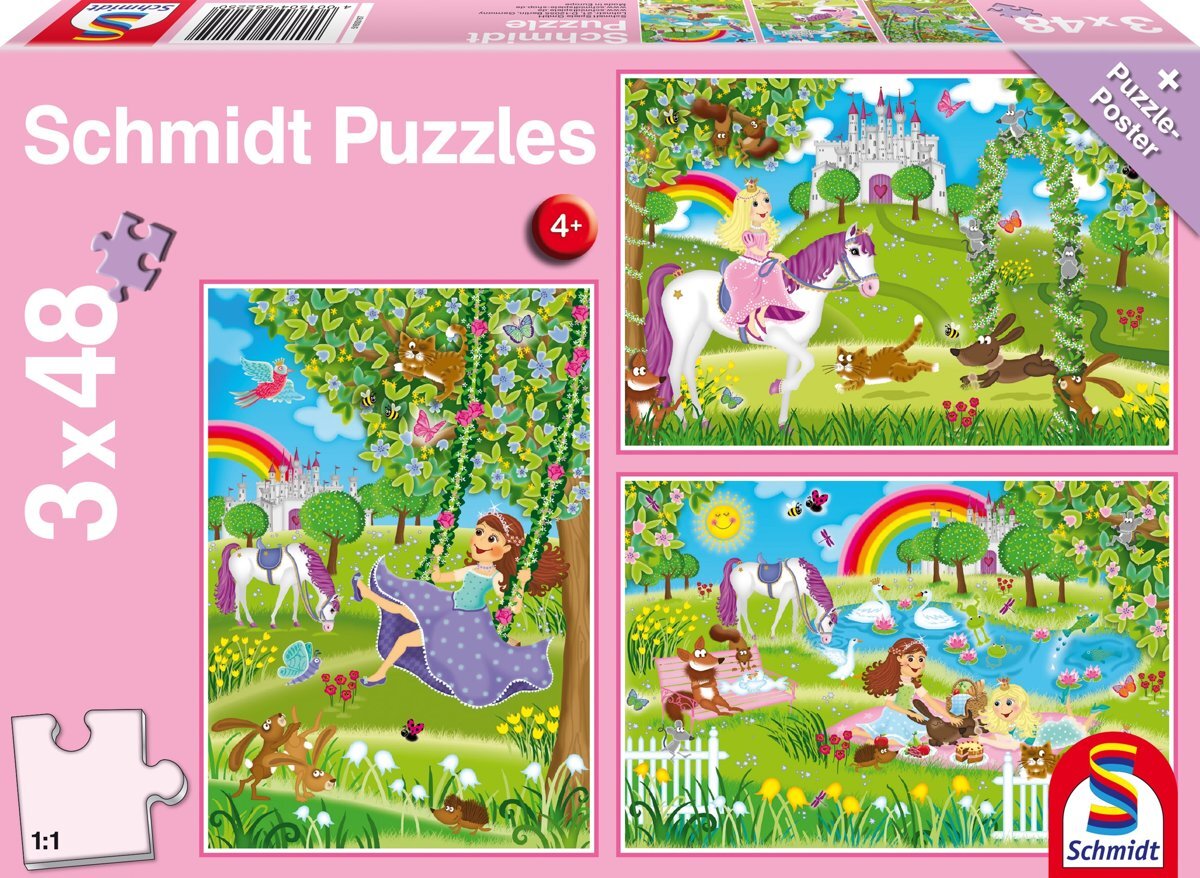 Schmidt Prinses in de Slottuin 3 x 48 pcs Legpuzzel