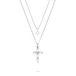 Tamaris halskettingen Layering Set voor dames, Halsschmuck einzeln tragbar en Größenverstellbar met schimmerndem Kreuz hanger, wasserfest van roestvrij staal, zilver