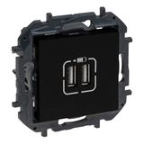 LEGRAND Niloé Step 398264B dubbele USB-lader type A, samenstelbaar voor inbouwinstallatie, antraciet