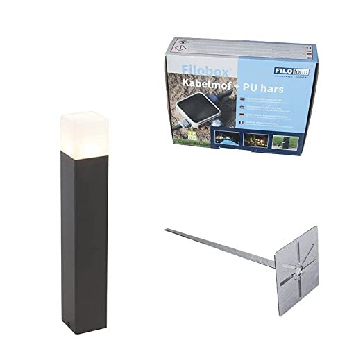 QAZQA - Modern Buiten paaltje zwart opaal glas 50 cm grondpin en kabelmof - Denmark | Buitenverlichting - Aluminium Langwerpig - E27 Geschikt voor LED - Max. 1 x 15 Watt