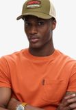 Superdry Essential Washed T-shirt met borstzak Heren XXL Katoen Effen Casual Regular Fit Oranje