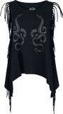 Rock Rebel by EMP Zwart Mouwloos Shirt met Franjes - Dames - S