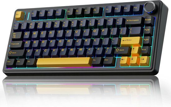 EPOMAKER x AULA F75 - Black Mechanical Wireless Keyboard - 75% - QWERTY - Gaming Keyboard - Leobog Reaper Switch
