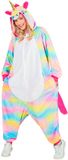 Widmann SRL Eenhoorn kostuum pluche magic L/XL BlauwRozeWit / Beige Unisex Volwassenen Jumpsuit Dieren