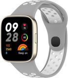 By Qubix - Siliconen sportband - Grijs met wit - Geschikt voor Xiaomi Redmi Watch 3