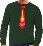 Bellatio Decorations Bol Foute kersttrui / sweater stropdas suck my piek groen voor heren S