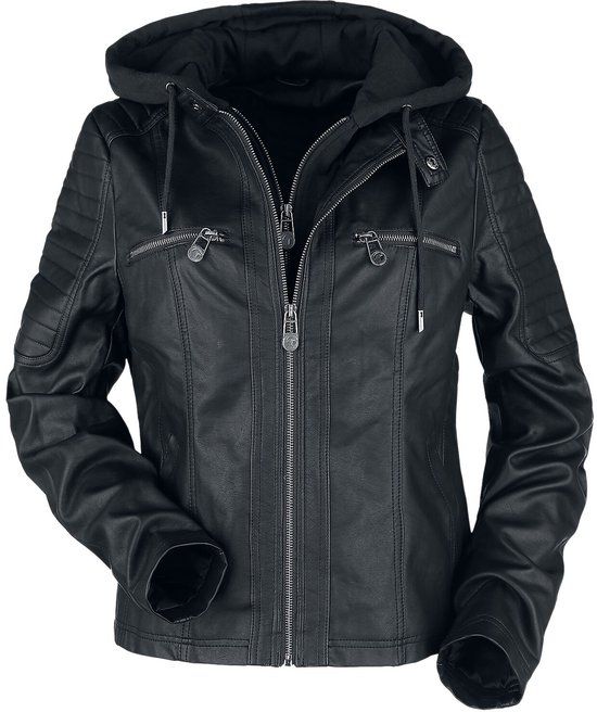 Black Premium by EMP Zwart jasje van imitatieleer in bikerstijl - Dames - M
