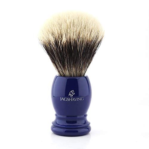 Jag Shaving Heren Scheerborstel Zilver Tip Badger Haar Blauw Hars Handvat
