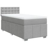 vidaXL Boxspringbed met matras, lichtgrijs, 90x200 cm, gestoffeerd