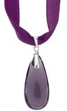 Carlo Monti Damesketting met hanger paars gerhodineerd, satijnen lint 42 cm lang + 5 cm verlenging, hanger druppel JCM113-417