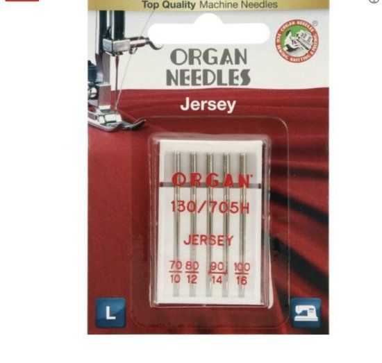 Organ Needles Jersey Needles - Set of 5 - Silver - Size 70-100