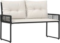 vidaXL Tuinbank Zwart en Crème Wit 118 x 55 x 82 cm PE Riet en Stof