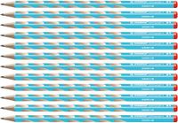 STABILO Smal driekantig grafietpotlood voor rechtshandigen - EASYgraph S in blauw - 12 stuks - hardheid HB