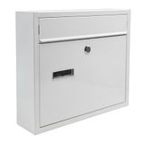 Relaxdays brievenbus met slot, weerbestendig, wandmodel, 31x36x10 cm, wit, inclusief 4 sleutels