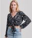 Superdry Vintage top met geknoopte voorkant Dames Zwart tijgerprint Viscose
