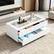 OKWISH Table basse - 4 tiroirs - Avec éclairage LED - Blanc - 100x50x40 cm