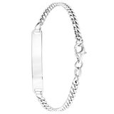 Lucardi Kinder Gerecycled zilveren plaatarmband gourmet. - Armband - 925 Zilver - Zilverkleurig - 17 cm
