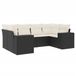 vidaXL 6-delige Loungeset met Kussens, Poly Rattan, Zwart