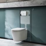 Covelly Pack WC suspendu sans bride - Avec bâti-support haut - Plaque de déclenchement ronde chromée