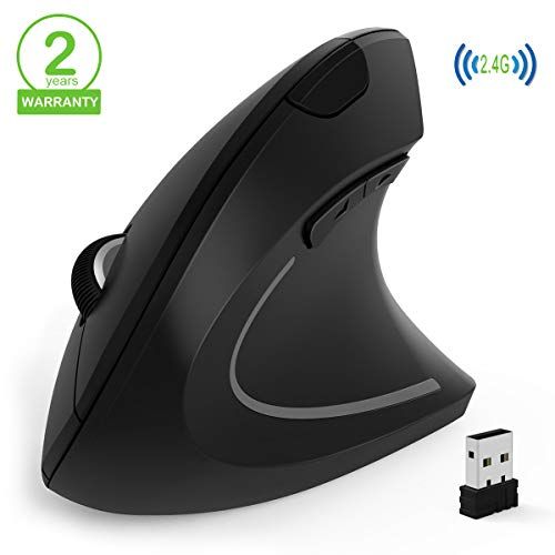 Joyspot Ergonomische muis, draadloze verticale muis, USB laptop verticale optische muis met nano-ontvanger LED-niveau licht instelbaar 3 DPI voor Windows 7/8/10 / XP Vista Linux Mac, enz.