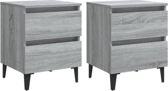 vidaXL Nachtkastjes - Set van 2 - Hout - Grijs Sonoma - 40x35x50 cm
