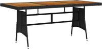 Syfax Tuintafel 160x70x72 cm poly rattan en massief acaciahout zwart