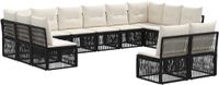 vidaXL Tuinbank - Set - 12-zits - Zwart - Polyrattan
