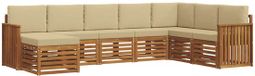 vidaXL - Salon d'angle - 8 places assises - Acacia bois - Naturel et beige