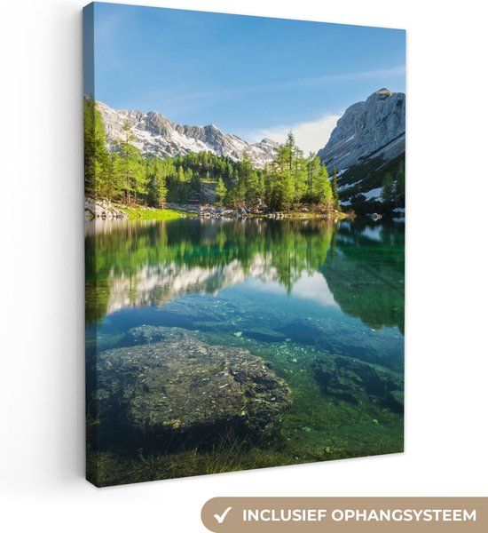 OneMillionCanvasses Canvas schilderij 120x160 cm - Water - Bergen - Rotsen - Multicolor