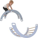 Monkey-Gym Klimrek van hout, blauw | Klimdriehoek voor kinderen | Montessori speelgoed | Schommelplank als speelmeubel
