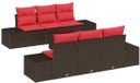 vidaXL Tuinbank Set 8-delig Beige en Rood Polyrattan