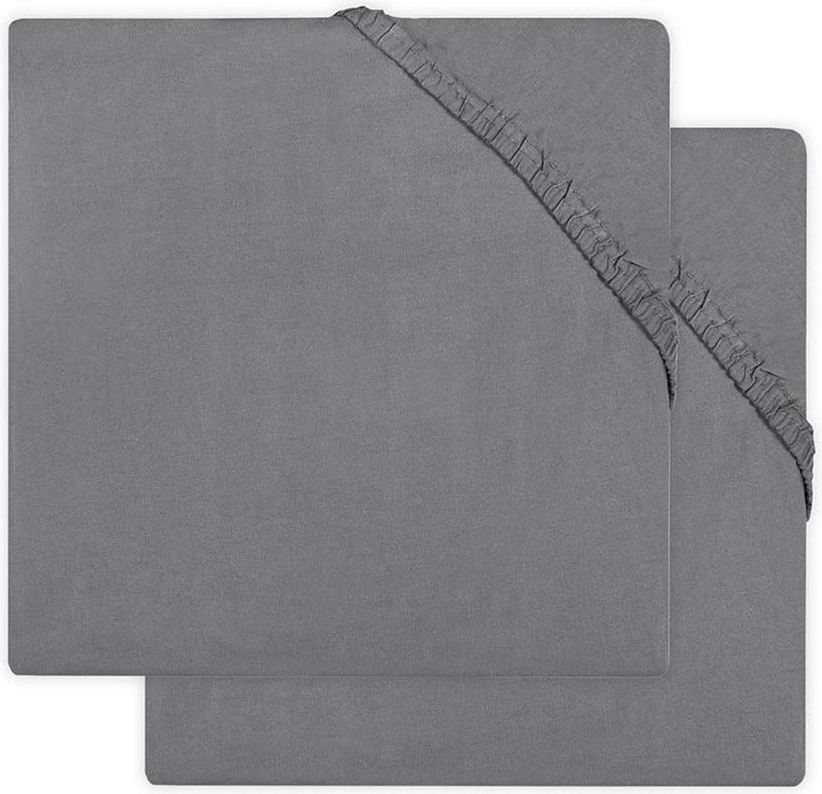 Jollein Jersey hoeslaken 2-pack stormgrijs 75x95 cm