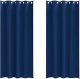 vidaXL Blackout Gordijnen met Ringen 2 st Donkerblauw 245 x 140 cm
