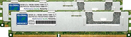 GLOBAL MEMORY 32GB (2 x 16GB) DDR3 1066MHz PC3-8500 240-PIN ECC GEREGISTREERD DIMM (RDIMM) GEHEUGEN RAM KIT VOOR SERVERS/WERKSTATIONS/MOEDERBORDEN (8 RANK KIT NON-CHIPKILL)