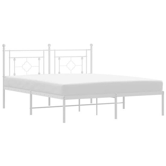 vidaXL Bedframe met hoofdbord metaal wit 160x200 cm