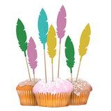 PARTY TIME KK2755 taartdecoratie-veren (8 stuks), meerkleurig