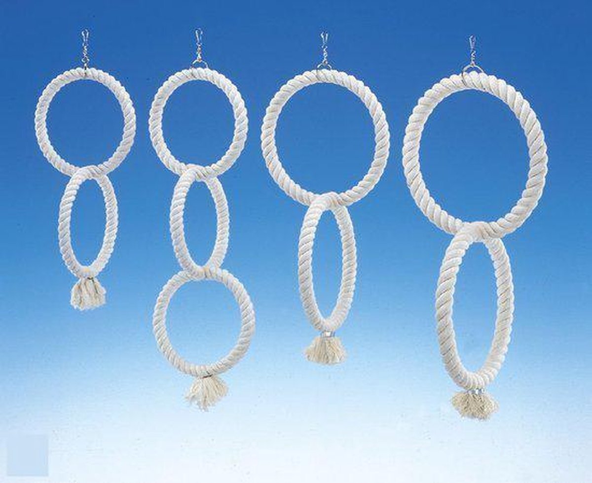 Nobby vogel speeltouw 2-rings wit 14 cm - 1 ST wit