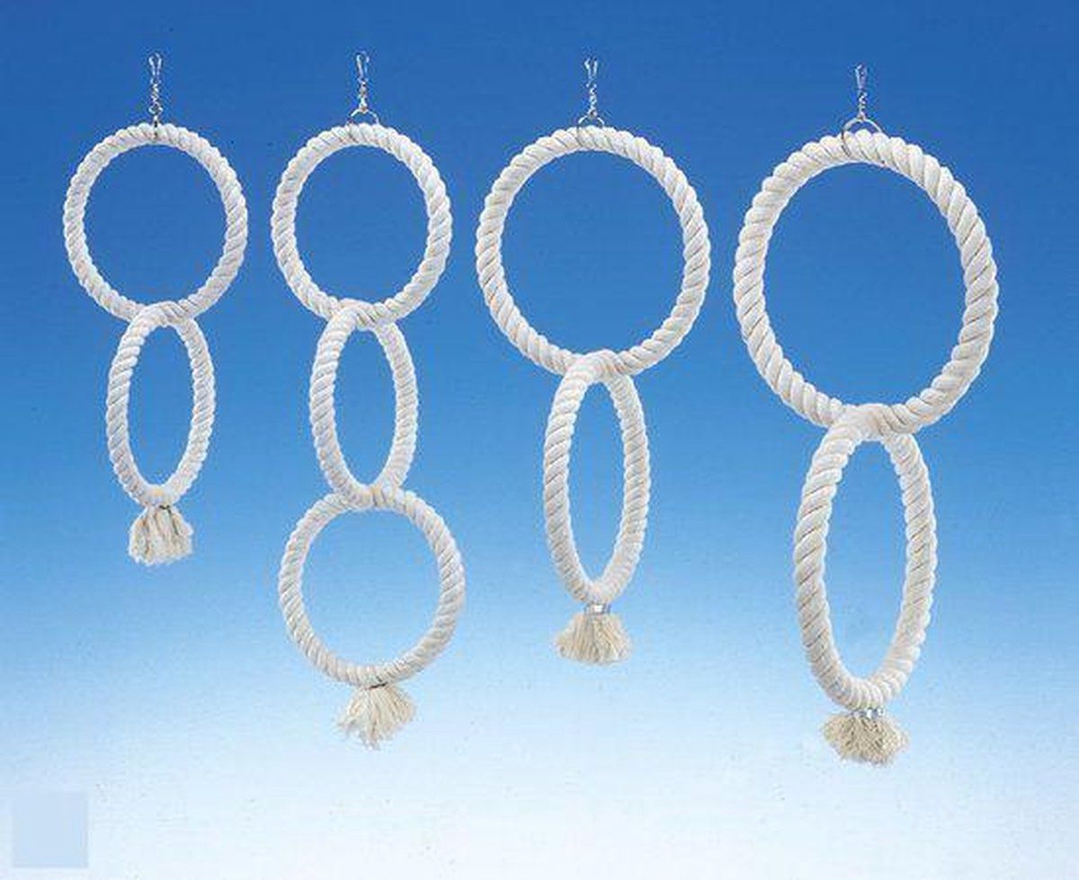 Nobby Vogel Speeltouw 2-Rings Wit 14 cm - 1 Stuk