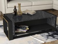 Vente-unique Salontafel met 1 vak - Look van zwart marmer en goud - COMEBI