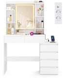 Songmics Kailyn Collectie - Kaptafel met LED-spiegel en stekkerdoos - 40 x 105 x 145 cm - Wolkenwit