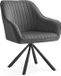 SONGMICS Chaise de salle à manger, chaise de cuisine, chaise, pivotante, velours, chaise rembourrée avec accoudoirs, charge maximale 120 kg, pieds en acier, pour salle à manger, cuisine, gris-noir encre