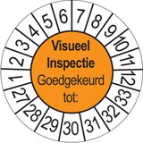 Merkloos / Sans marque Ricard Keuringsstickers Visuele Inspectie 2027 | 50 stuks, Ø 35 mm | Oranje
