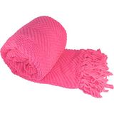 Home Soft Things Roze plaid gebreide tweed plaid 127 x 150 cm