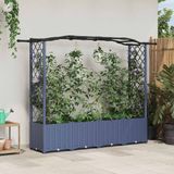 vidaXL Verhoogd bed met trellis en dak Grijs 204 x 40 x 138 cm PP