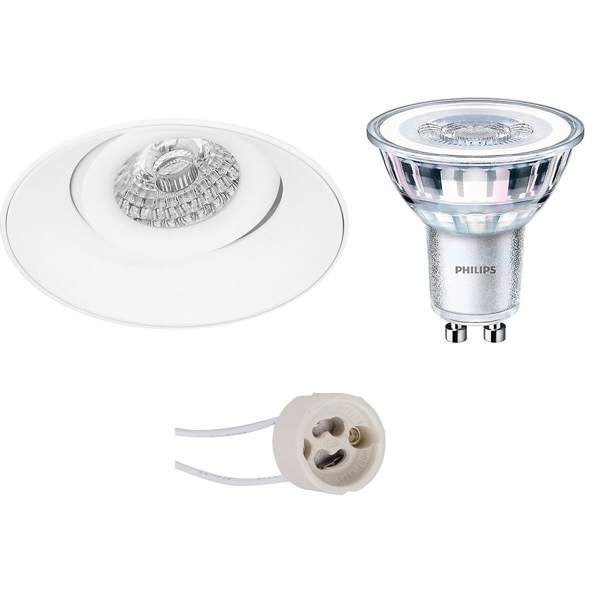 BES LED LED Spot Set - Pragmi Nivas Pro - GU10 - Inbouw Rond - Mat Wit - Trimless - Kantelbaar - Ø150mm - Philips CorePro 840 36D - 4.6W - 4000K