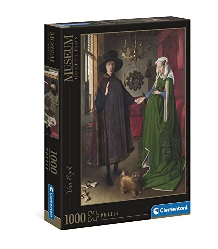 Clementoni - Museum Collection-Van Eyck, The Arnolfine Portret Made in Italy, 1000 stuks, kunst, puzzelafbeeldingen, beroemde schilderijen, plezier voor volwassenen, meerkleurig, medium, 39663